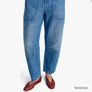 TWP Jetties Mid-Rise Barrel-Leg lightweight denim in Vintage Wash 29
